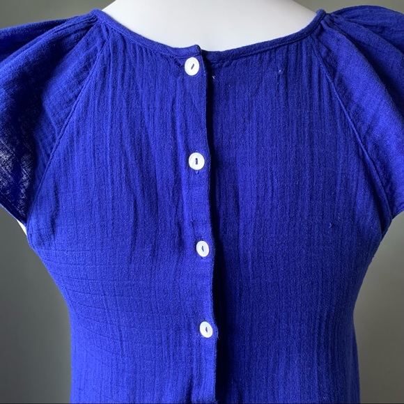 Girl's Du Pareil au même Blue "Mintrobe" Cap Sleeve Shift Dress - Picture 5 of 10